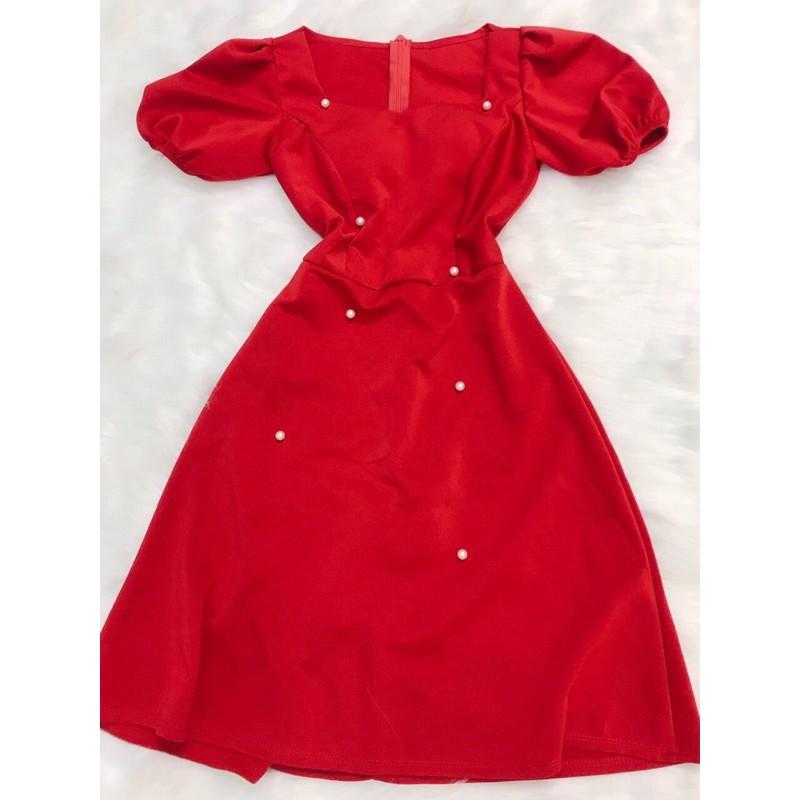 Đầm xoè tay phồng đính cườm xinh lung linh kèm hình thật va video