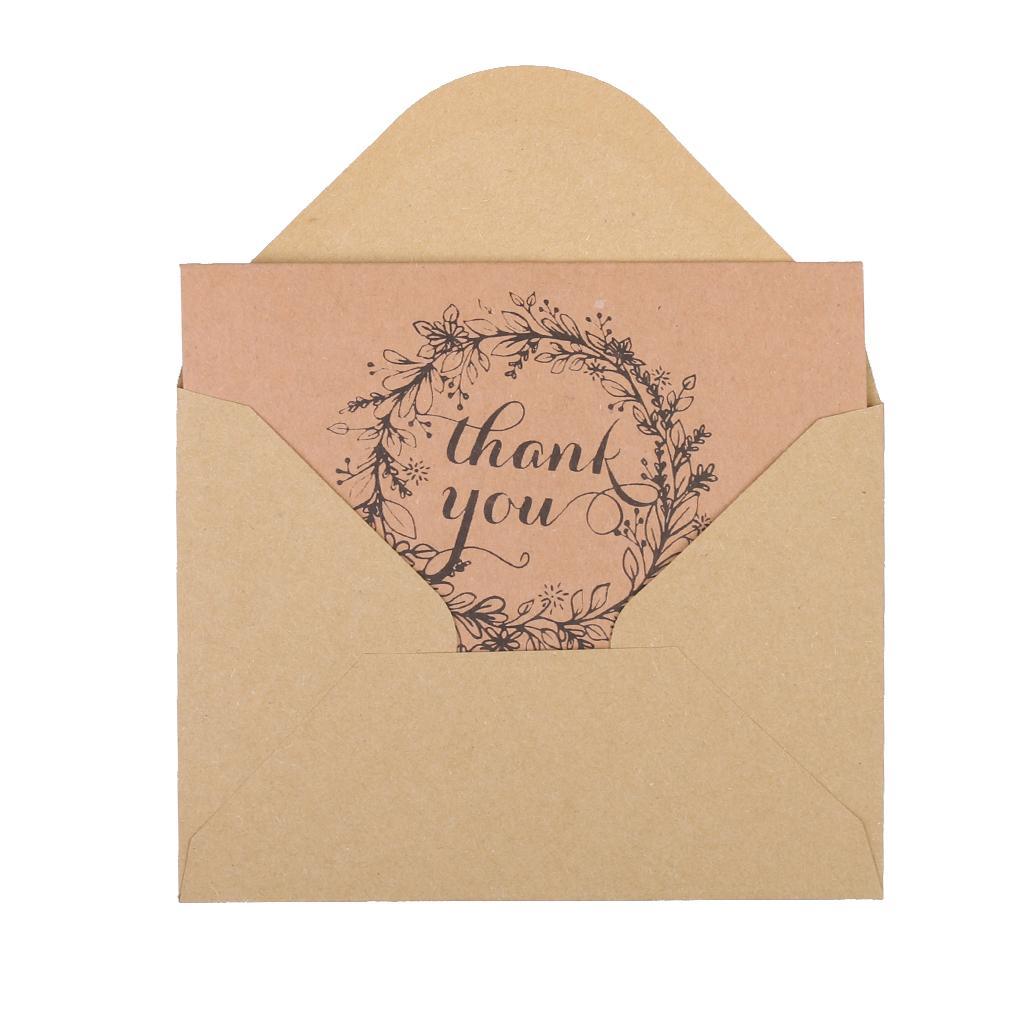 50pcs Vintage Brown Recycled Wedding Party Thank You Kraft Cards Envelops