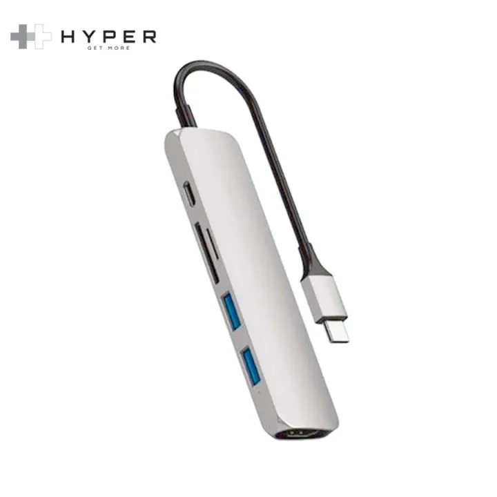 Cổng Chuyển HyperDrive 4K HDMI 6-in-1 USB-C Hub Cho MacBook, Ultrabook, Chromebook, PC &amp; USB-C devices - Hàng Chính Hãng