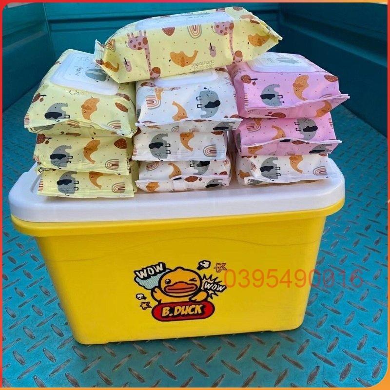 Thùng 10 Gói Khăn giấy ướt B.Duck con vịt vàng Cute tiện dụng siêu đáng yêu, HÀNG NỘI ĐỊA CAO CẤP, Làm sạch bụi