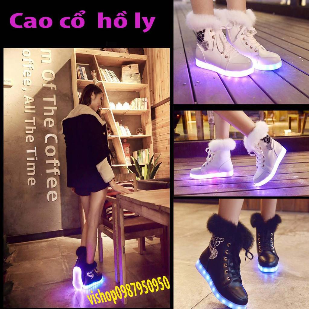 GIÀY PHÁT SÁNG CAO CỔ HỒ LY MÀU ĐEN 7 MÀU 11 CHẾ ĐỘ _ms_J7