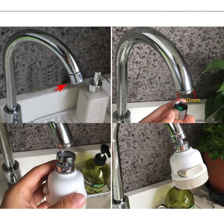 Đầu vòi tăng áp 3 chế độ xoay 360 độ tăng áp lực nước 300% lắp vừa với hầu hết các loại vòi