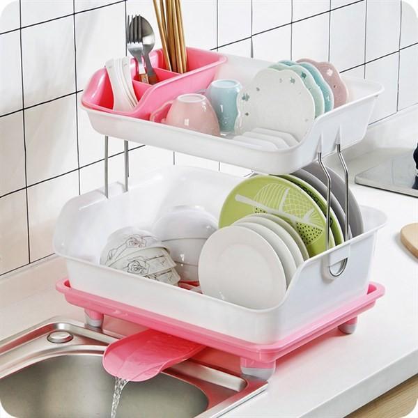 Kệ úp chén đĩa HE.XING có khay thoát nước