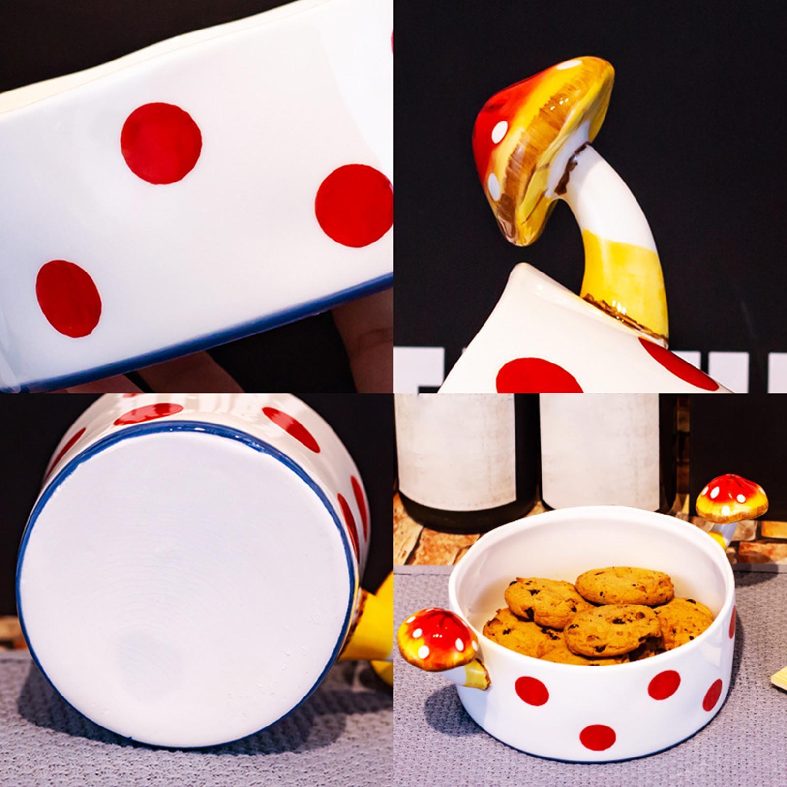 2pcs Mushroom Dinnerware Round Plate & Bowl Microwave Safe Salad Fruit