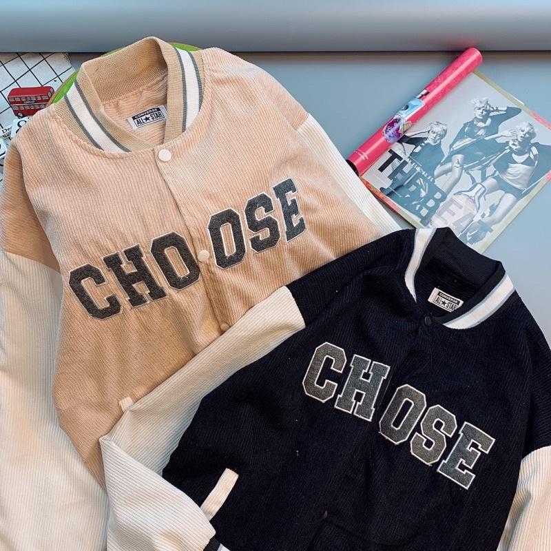 Áo Khoác Unisex Nhung Tăm QC May 2 Lớp_Thêu Chữ CHOOSE Siêu Hot_Chất Dày Mịn Cao Cấp_Freesize 42-78Kg Nam/Nữ Mang Cặp Ok