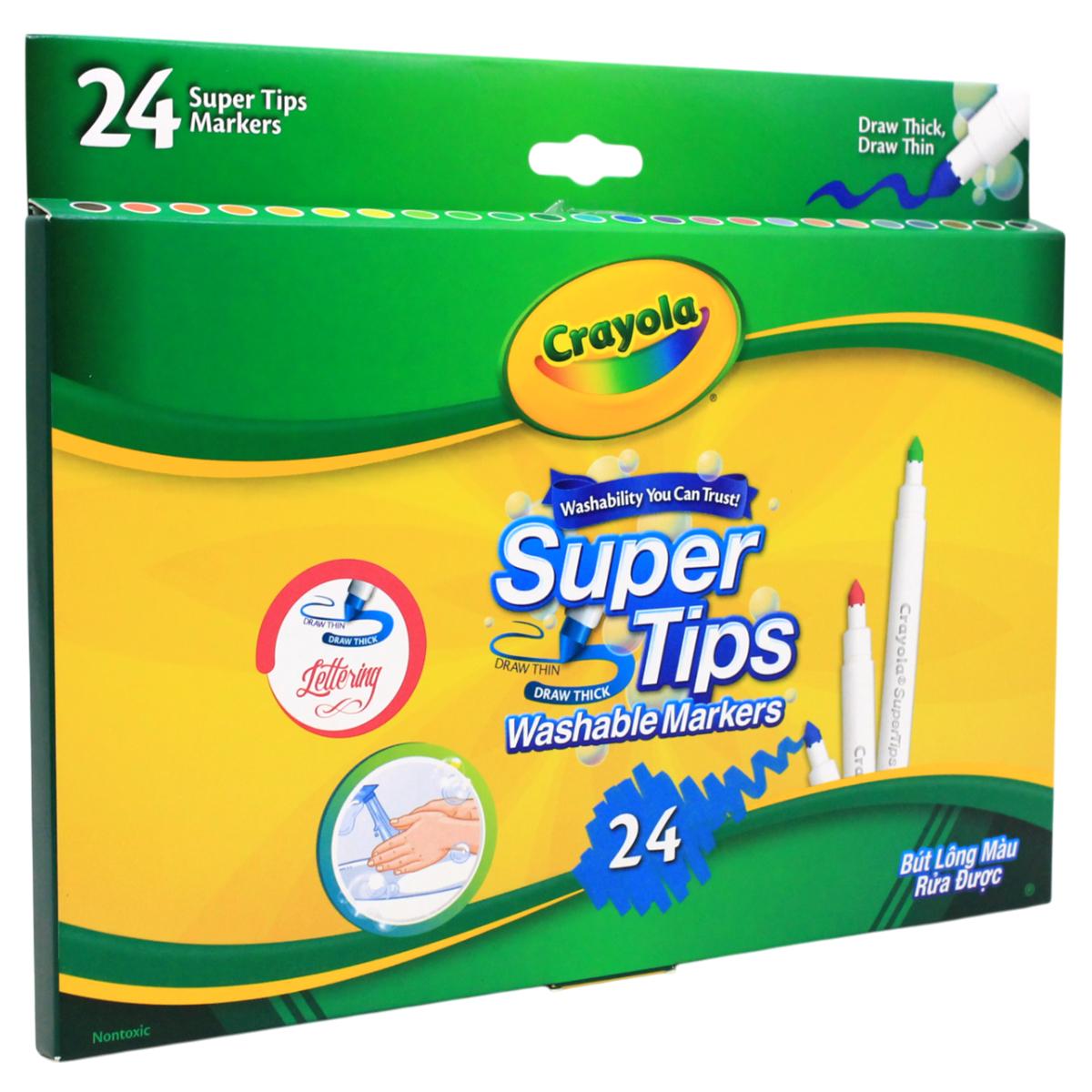 Hộp 24 Bút Lông Màu Rửa Được - Phiên Bản Mới Super Tips - Crayola 587505
