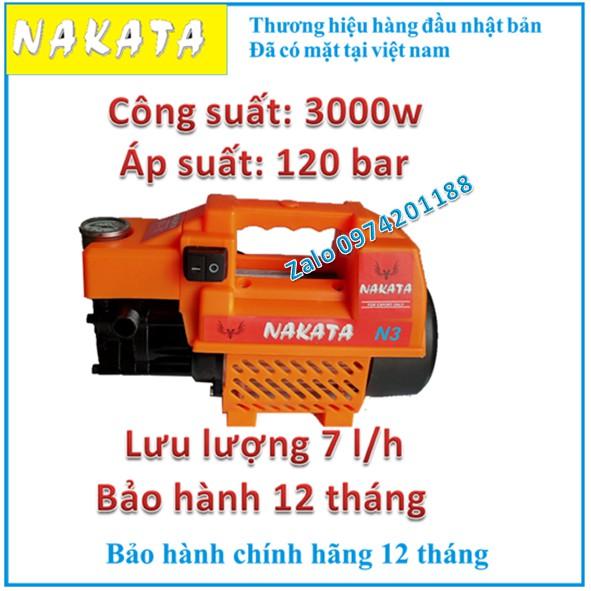 Máy rửa xe NAKATA N3 3000w, hàng công ty - tặng bình