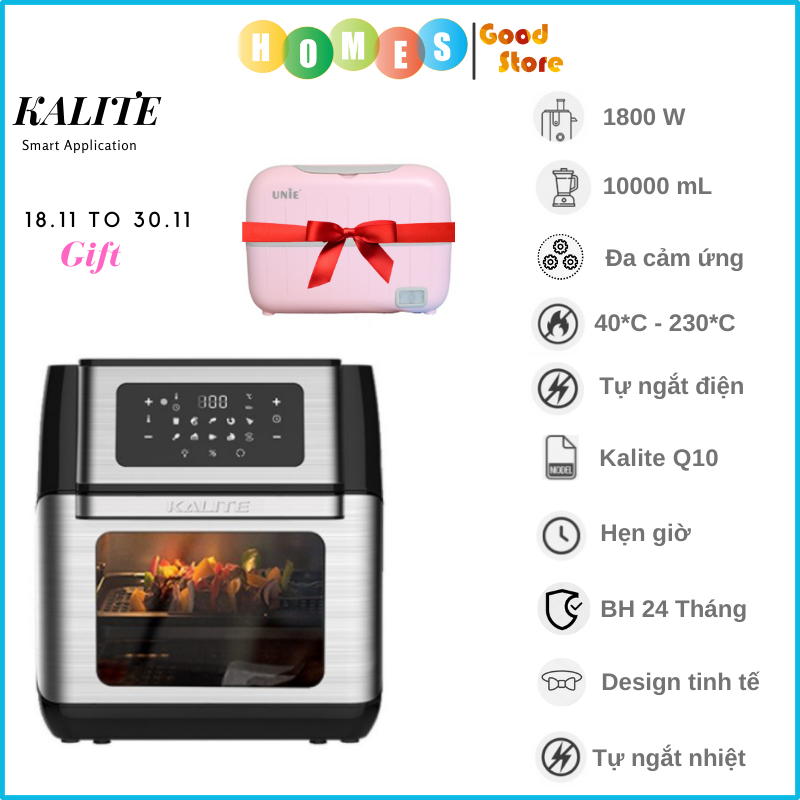 Nồi Chiên Không Dầu KALITE Q10 10L 1800W - Hàng Chính Hãng