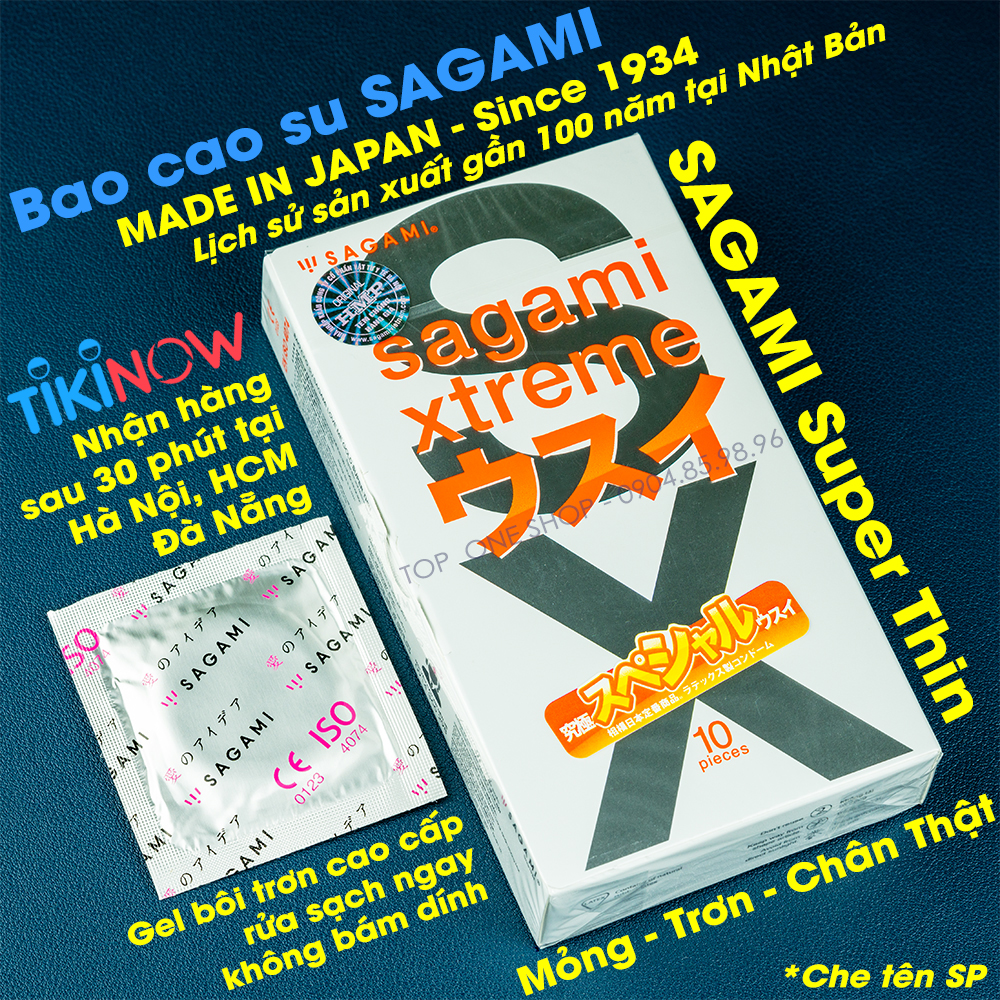 Bao cao su Sagami Superthin - Mỏng - Kiểu truyền thống - Hộp 10 chiếc