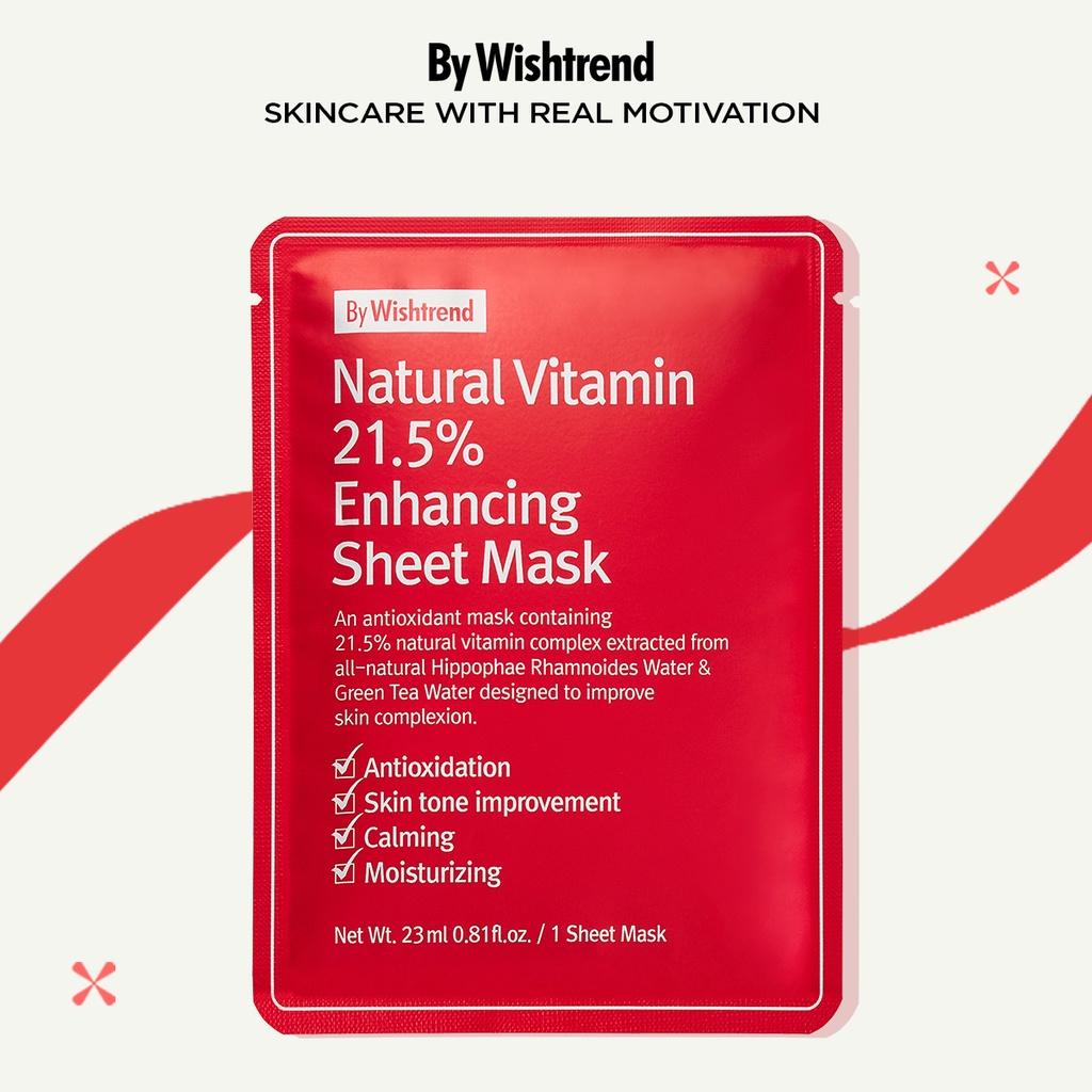 Combo 4 By Wishtrend Mặt Nạ Giấy Natural Vitamin 21.5% Enhancing Sheet Mask 23ml
