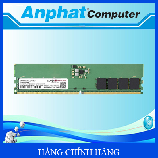 Bộ nhớ RAM PC Transcend 16GB JM DDR5 5600Mhz U-DIMM 1RX8 2GX8 CL46 1.1V (JM5600ALE-16G) - Hàng Chính Hãng