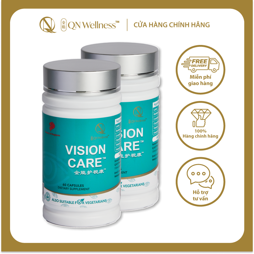 Combo Ưu Đãi Viên Uống Bảo Vệ Mắt Vision Care QN Wellness Cải Thiện & Hỗ Trợ Giảm Mệt Mỏi Thị Giác, Ngăn Ngừa Lão Hóa, Hỗ Trợ Tổng Hợp Lutein - Hộp 60 Viên  x 2