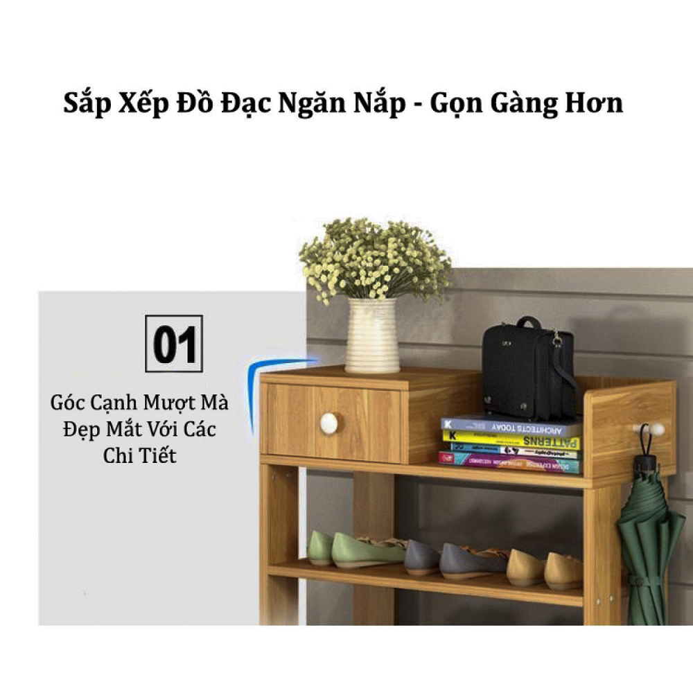 Kệ Giày Dép Bằng Gỗ 5 Tầng ABG, Tủ Đựng Dép, Đồ Đạc, Kệ Để Giày Nhỏ Gọn, Được Phủ Lớp Gỗ Melamine Chống Xước, Kiểu Dáng Đẹp Mắt – Hàng Chính Hãng