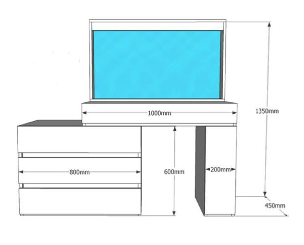 Bàn Trang Điểm Gỗ Chân Tủ Rời Di Chuyển Dễ Dàng Tặng Kèm Ghế Đệm Phong Cách