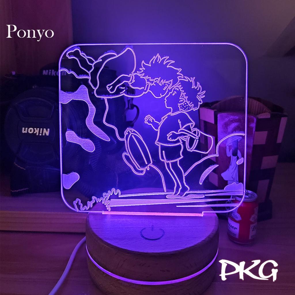 Đèn Ngủ Led 3D PONYO nhân vật Anime phát sáng 16 màu cảm ứng có điều khiển từ xa