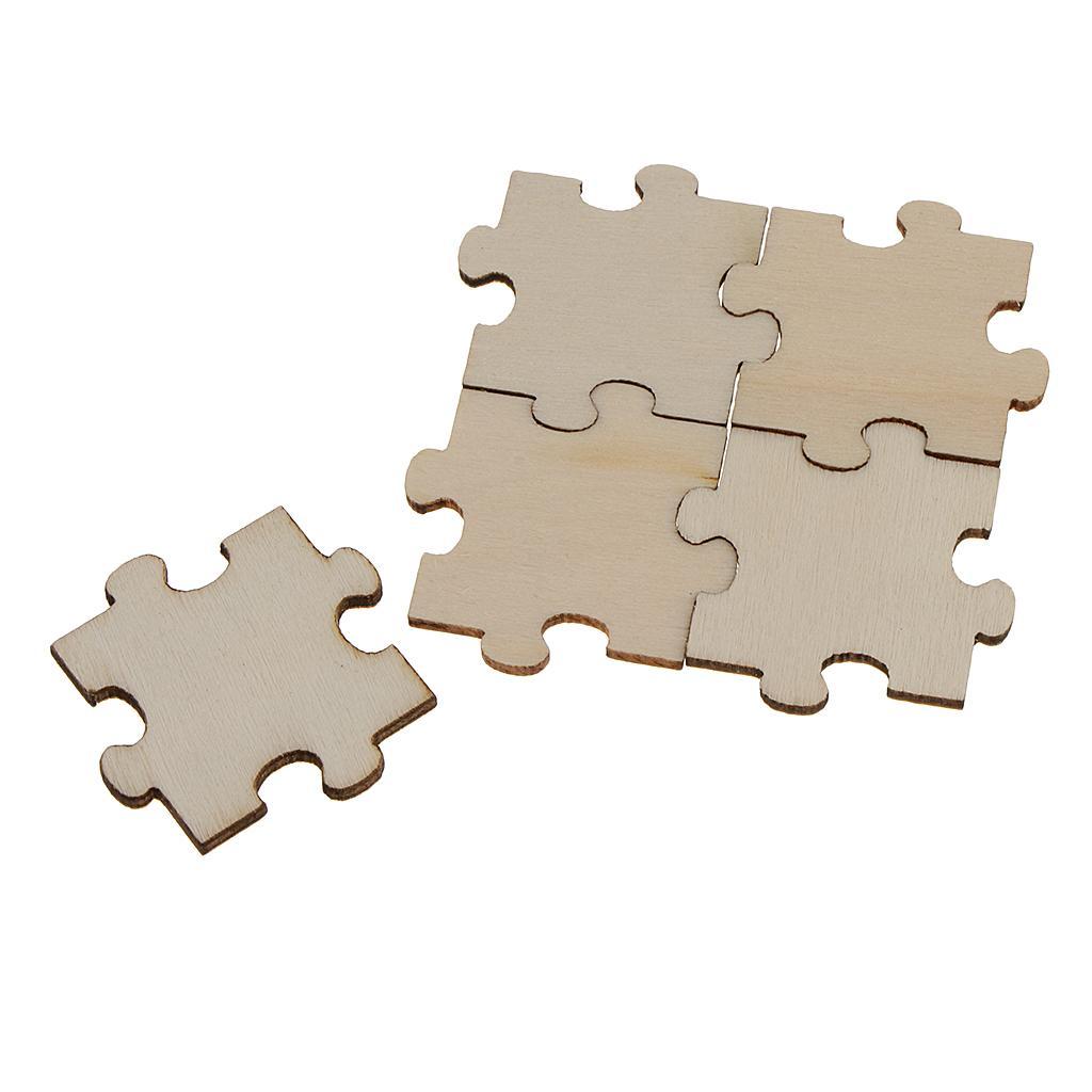 150x Unfinished Wooden Puzzle Pieces Embellish Craft Shape Blank DIY Plaque