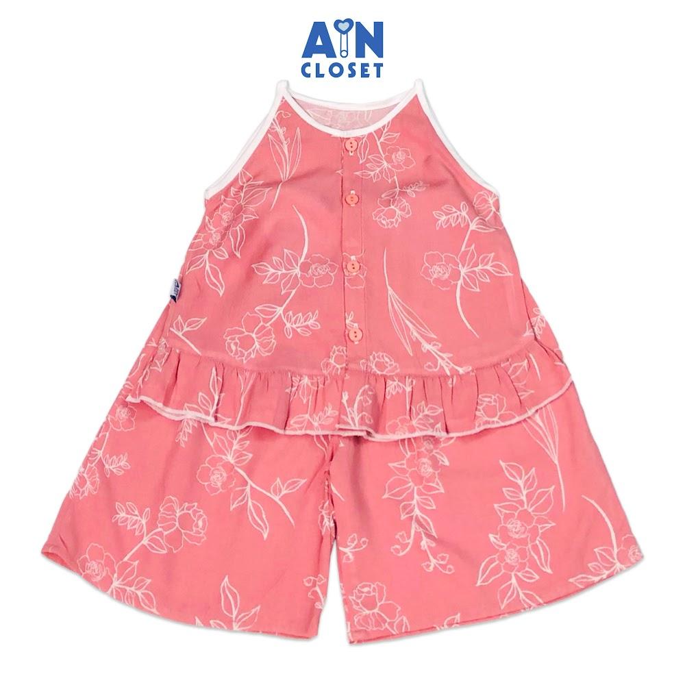 Bộ quần áo lửng bé gái họa tiết Hoa hồng sát nách lanh lụa - AICDBGUYHPGV - AIN Closet