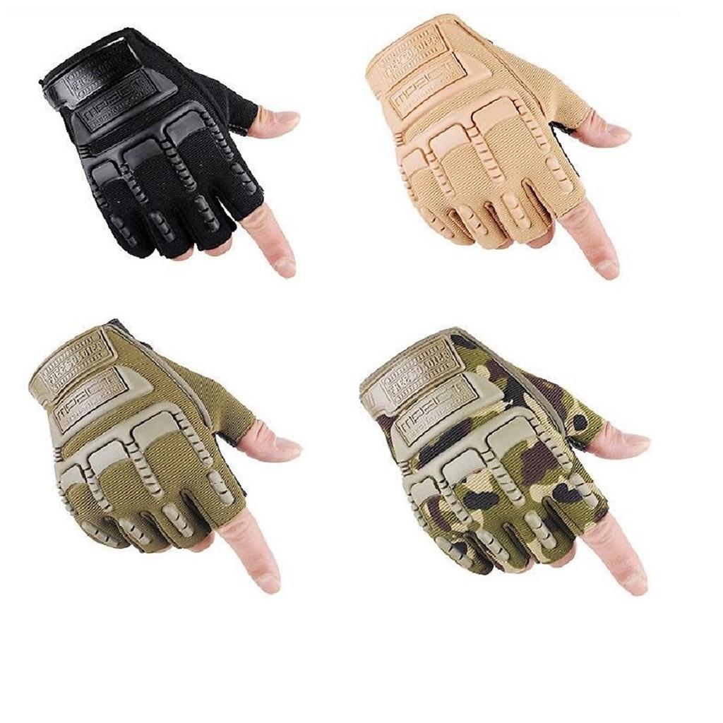 Găng tay xe máy cụt ngón - Đen