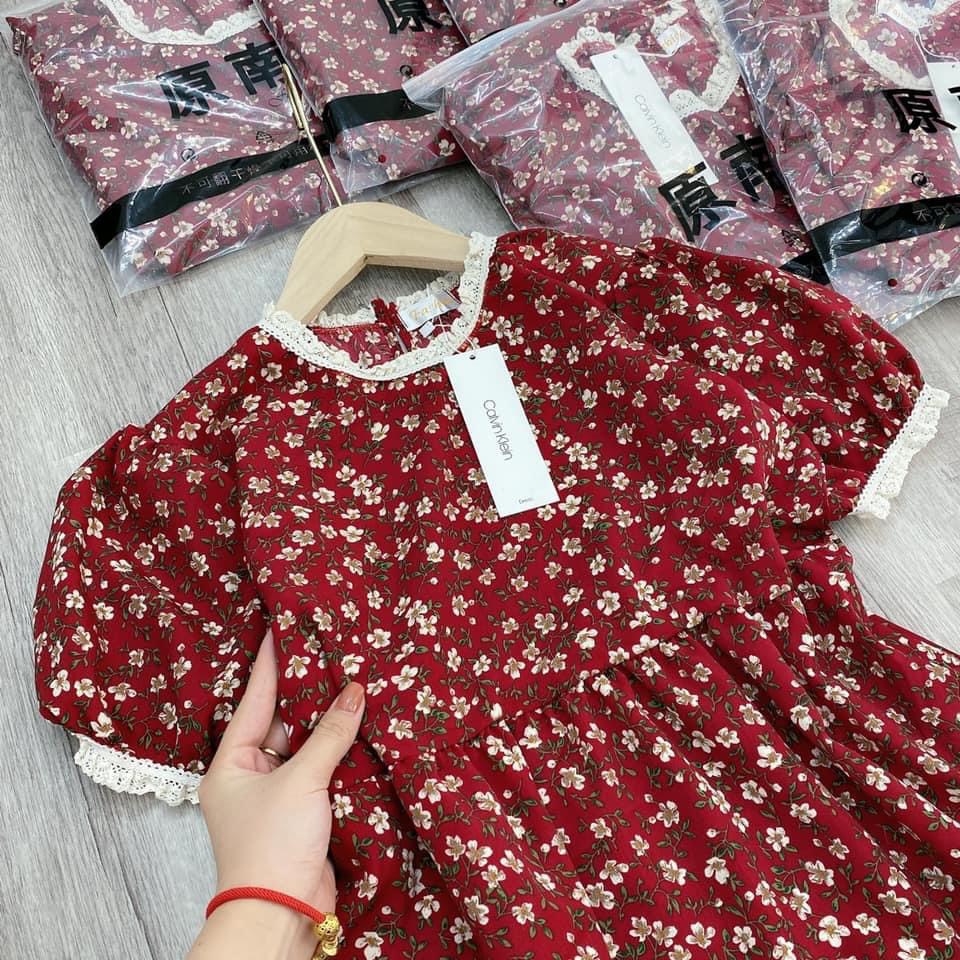 Đầm bầu hoa nhí đỏ dễ thương