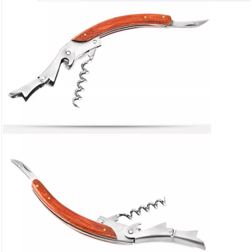 Dụng cụ mở rượu vang, khui rượu vang, khui bia cán bằng gỗ