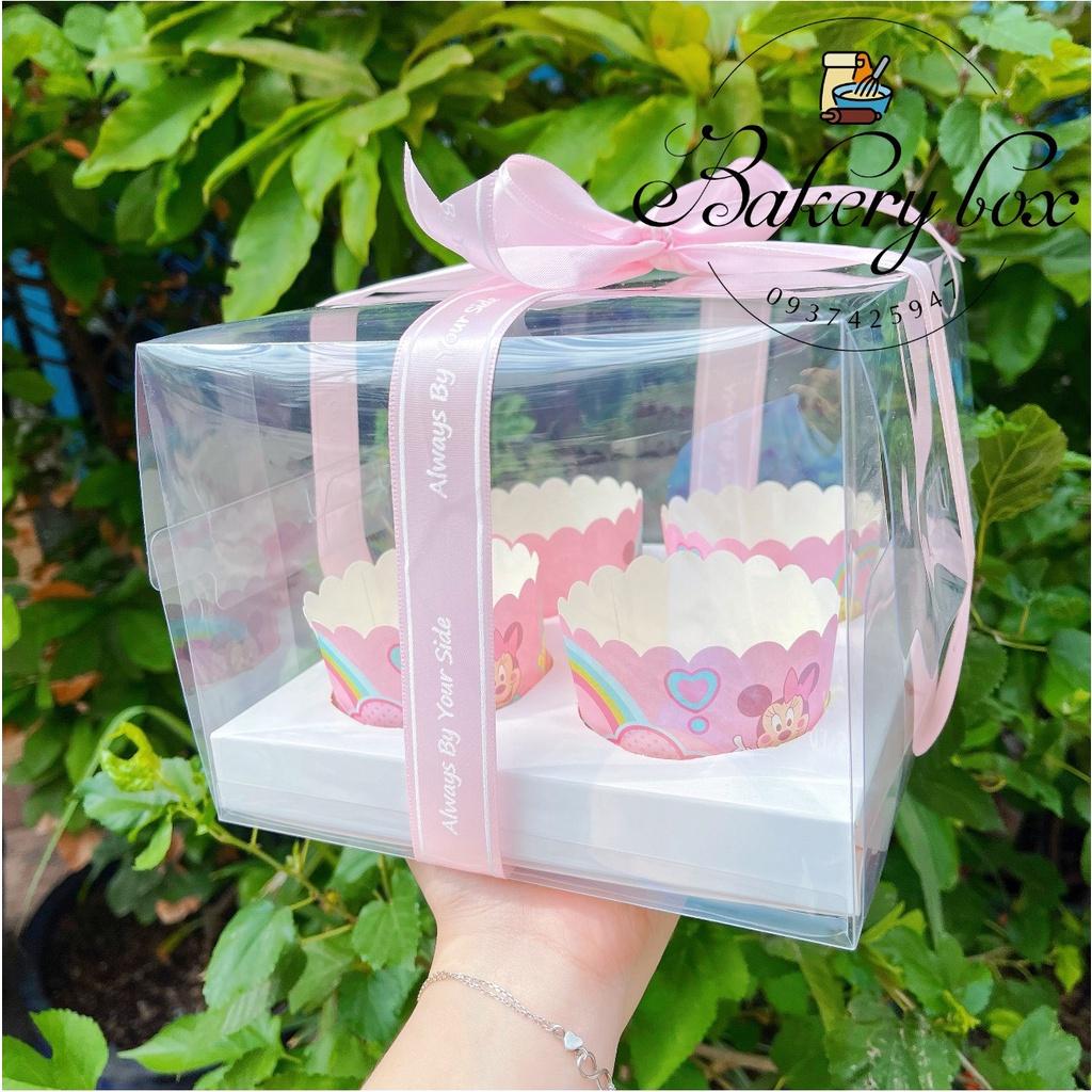 Hộp Đựng Cupcake Nhựa Trong 4 Ô - Hộp Quà Tặng