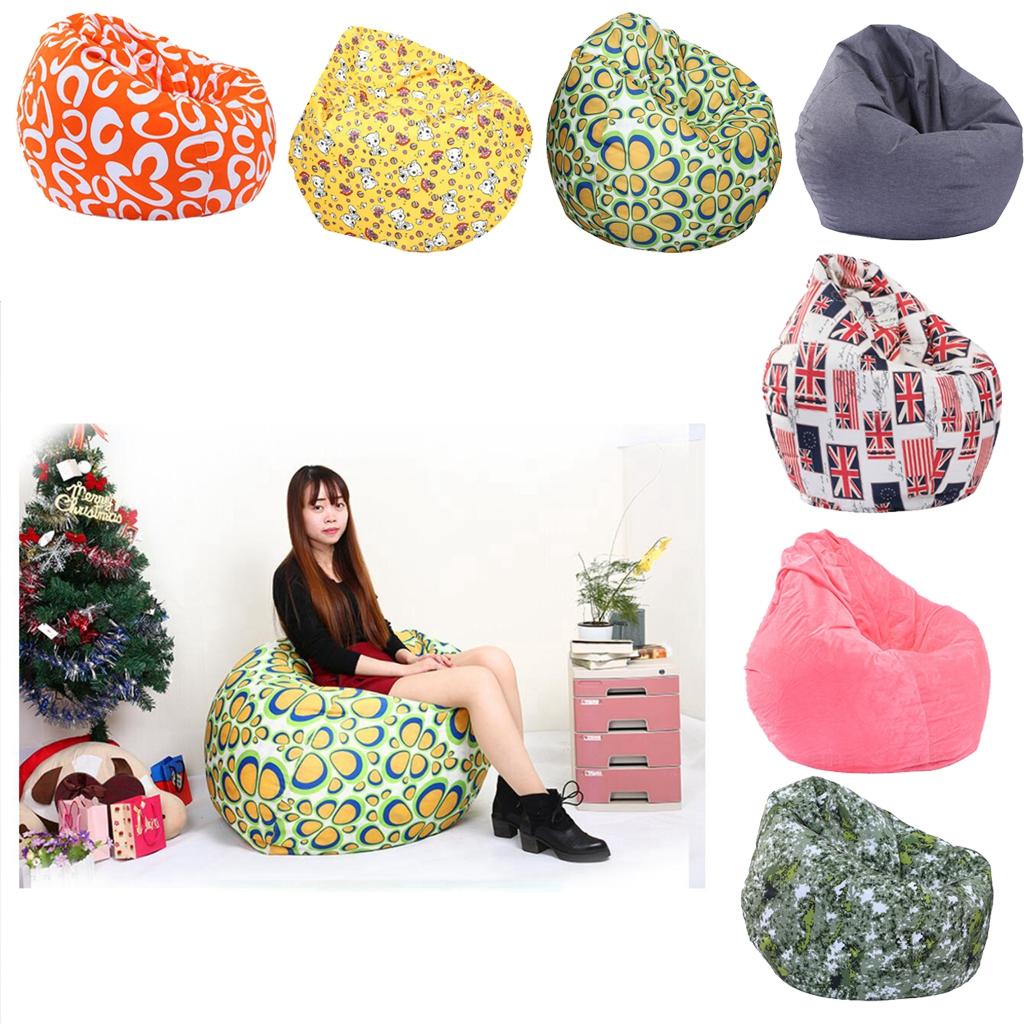 Modern Printed Linen Beanbag Cover Sofa Slipcover Toy Storage Case