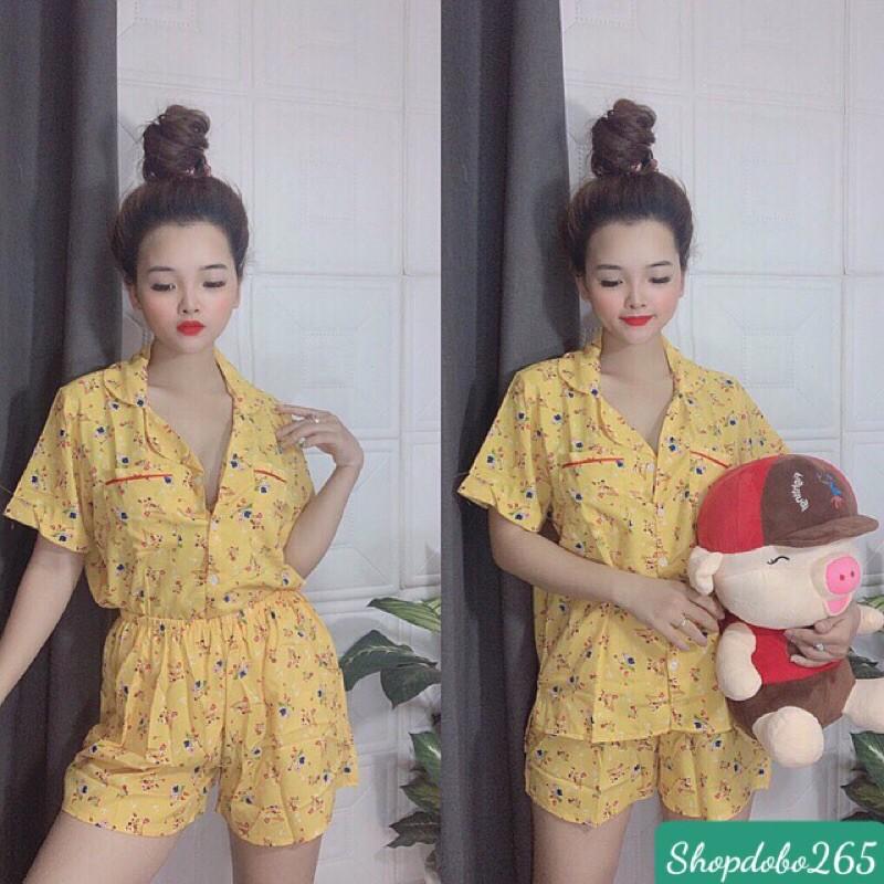 Đồ bộ nữ,đồ ngủ,đồ bộ pijama đùi vải lụa họa tiết hoa nhí siêu hot