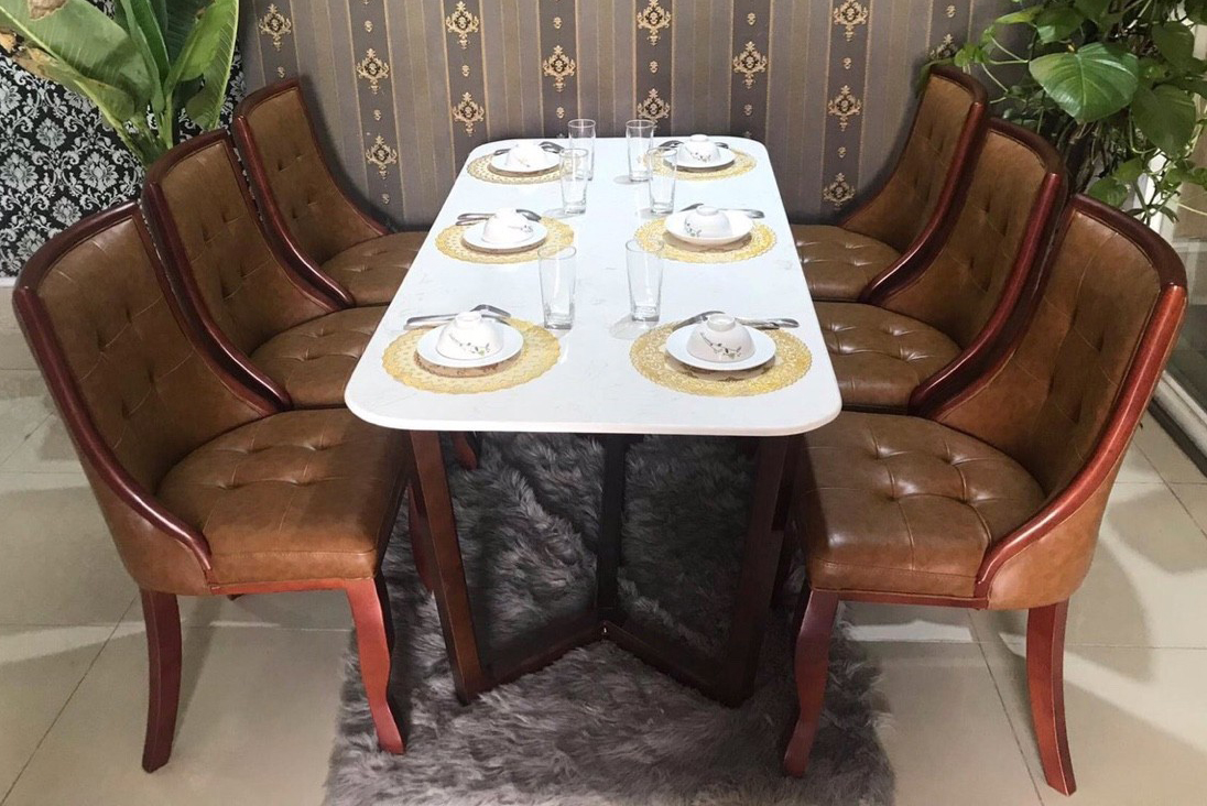 Bộ bàn Concorde mặt đá 1m6 + 4 ghế Lucky