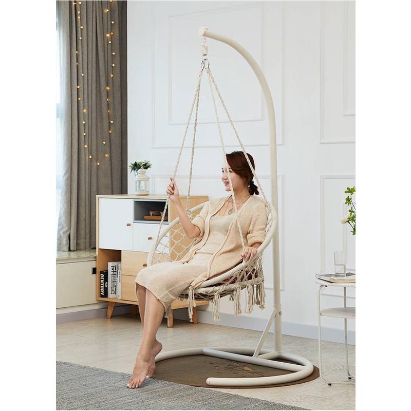 Xich đu Macrame cotton Swing kinh bắc siêu chất mầu Be Có Cần treo đi kèm