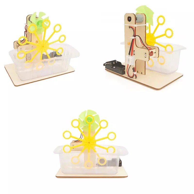 Đồ Chơi Lắp Ráp Máy Thổi Bong Bóng Xà Phòng Khoa Học STEAM 3D Đồ Chơi DIY Cho Trẻ Em Máy Thổi Bong Bóng Xà Phòng Lắp Ráp Gỗ Cho Bé Đồ Chơi Gỗ DIY