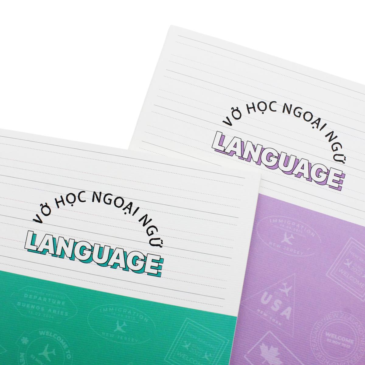 Tập Gáy Ghim Study Language - Tiếng Anh, Đức, Nga, Pháp - 120 Trang 70gsm - Hồng Hà 1465 (Mẫu Bìa Giao Ngẫu Nhiên)