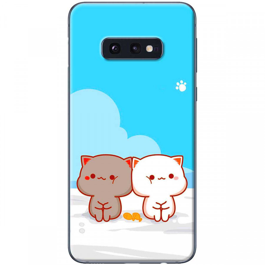 Ốp lưng dành cho Samsung S10E Mèo mập nền xanh