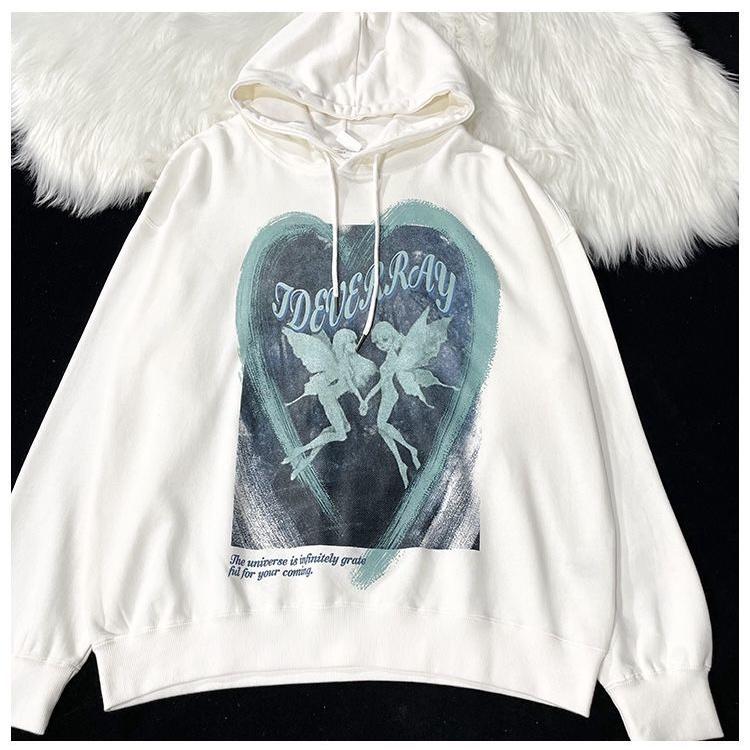 Hoodie Nam Nữ phong cách Harajuku cá tính chất nỉ trần bông từ 50-75kg