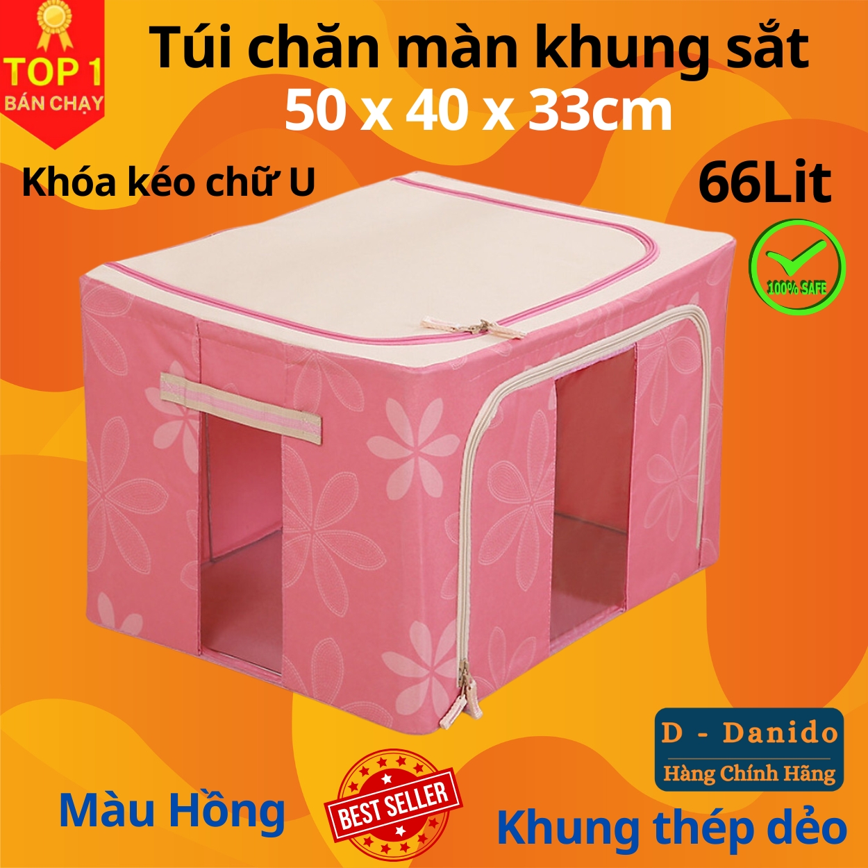 Túi Đựng Chăn Màn - Hộp Đựng Quần Áo Khung Sắt Gấp Gọn - Tủ Vải Chăn Màn Tiện Lợi