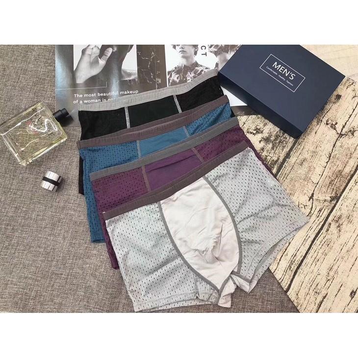 HỘP 4 QUẦN SỊP ĐÙI MEN'S, QUẦN LÓT THÔNG HƠI XUẤT NHẬT