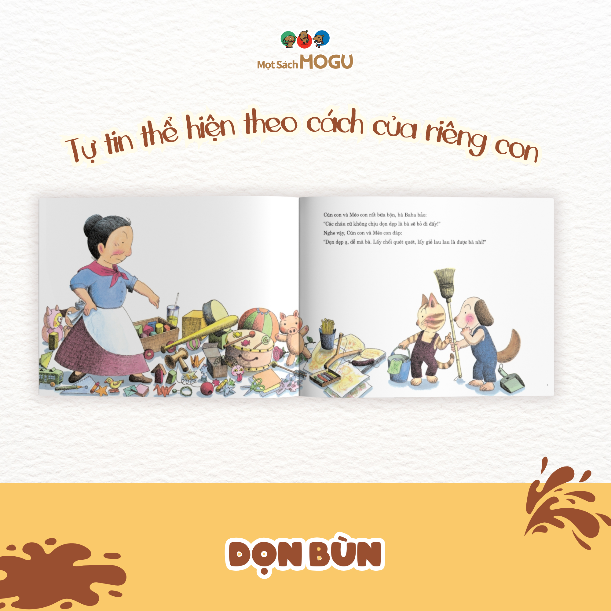 Sách Ehon cho bé từ 3 tuổi - Phát triển tư duy Dọn bùn (Tranh truyện Ehon Nhật Bản cho bé)