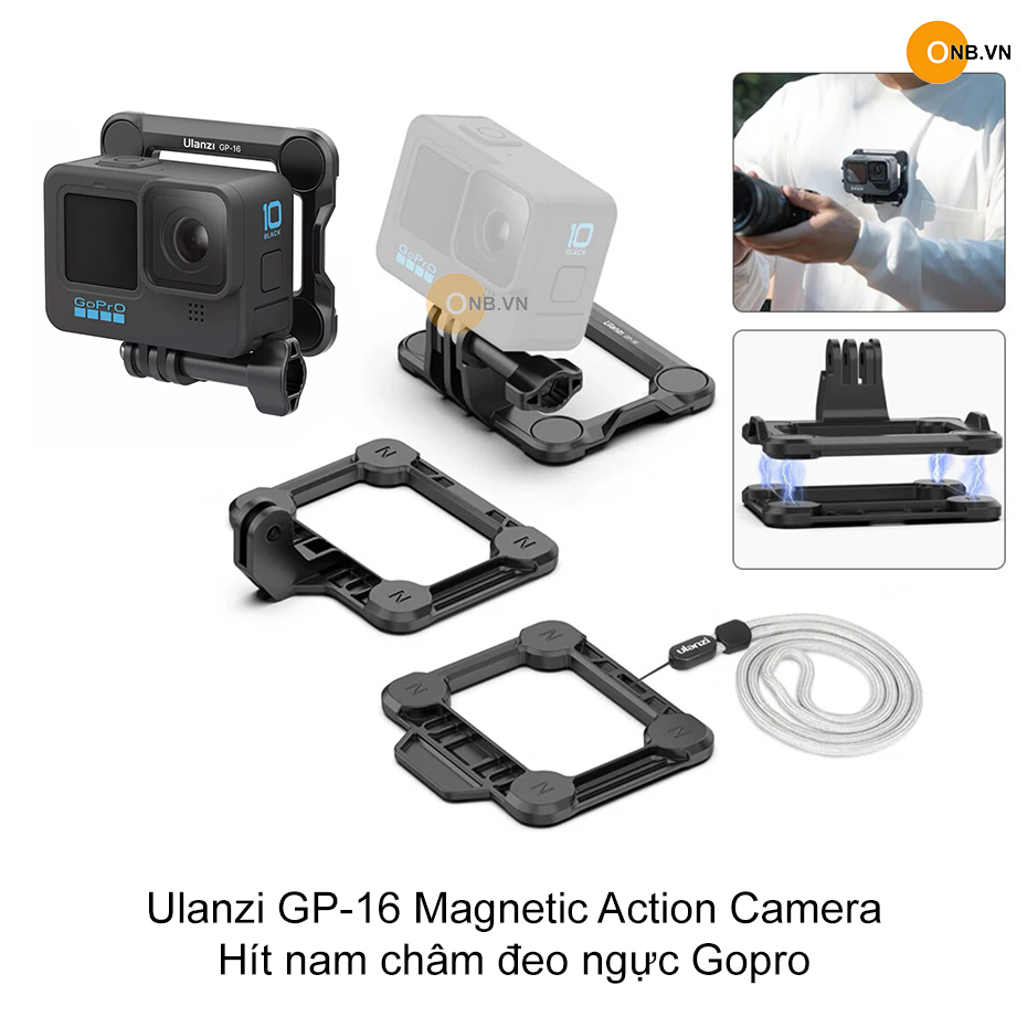 Ulanzi GP-16 Magnetic - Mount đeo ngực nam châm cho Gopro 10