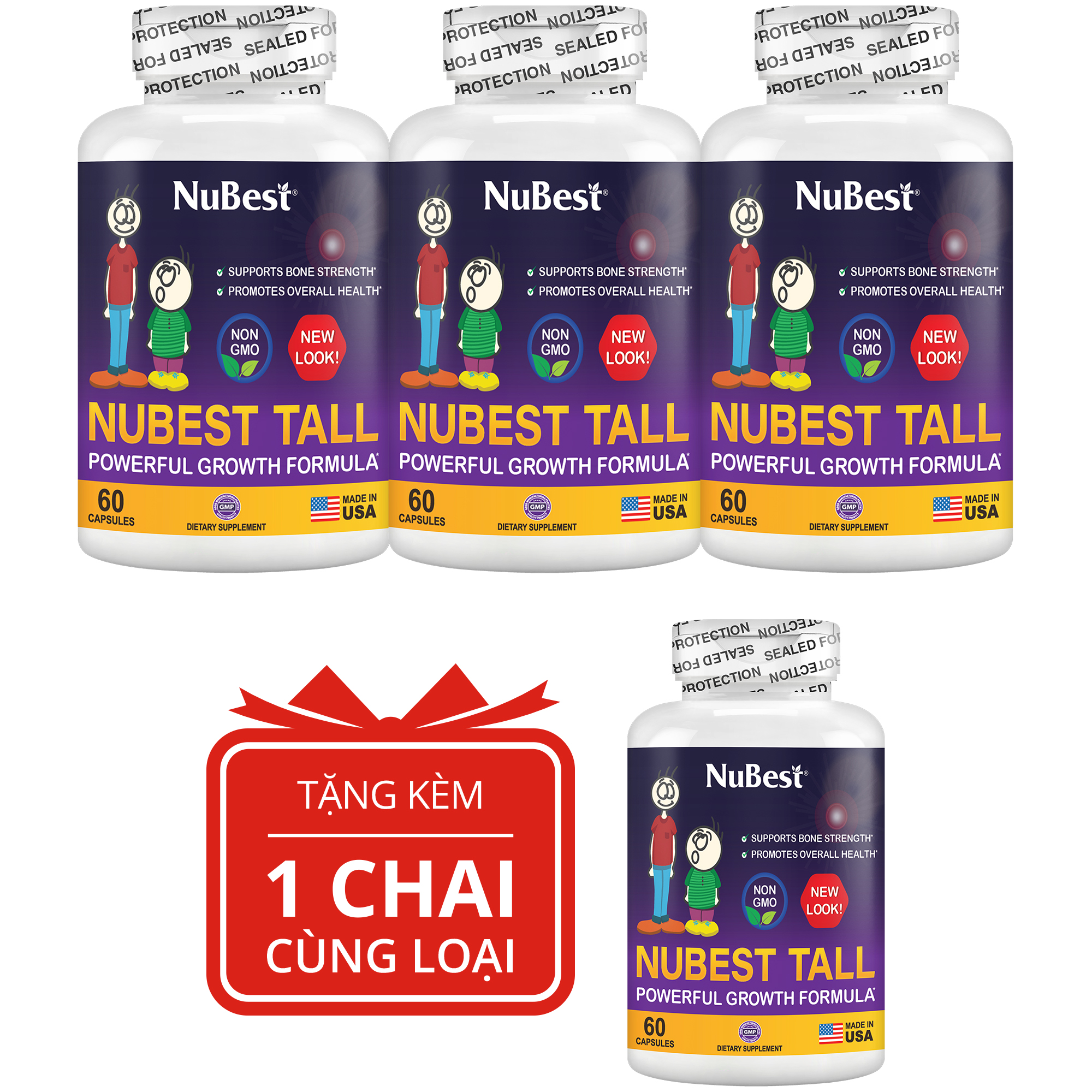 [Combo 3 Tặng 1 Cho Độ Tuổi Từ 5-20] TPBVSK hỗ trợ Tăng Chiều Cao NuBest Tall