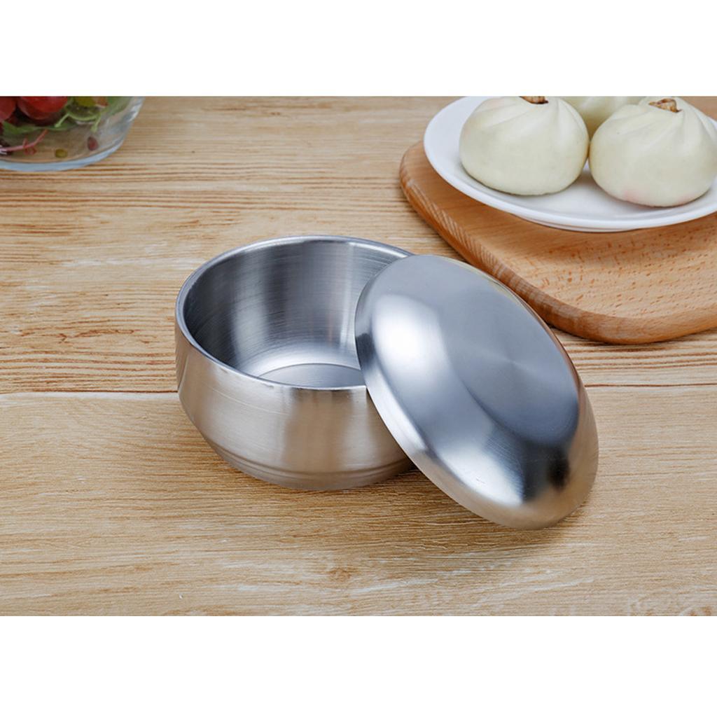 Stainless Steel Lunch Bags Round Lunch Box Food Bento Container Kid with Lid