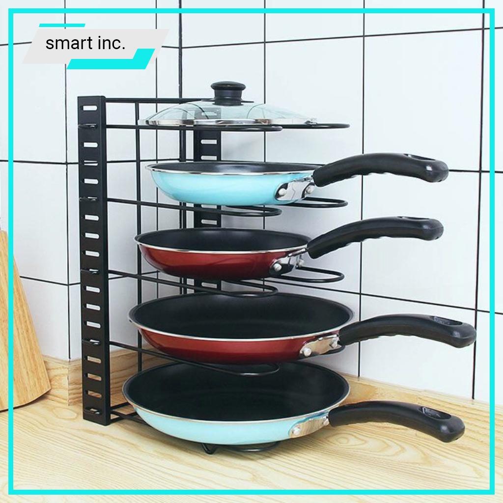 Giá Treo Nhà Bếp Xoong Nồi Kệ Để Nắp Vung Nồi Chảo Inox Nhiều Tầng