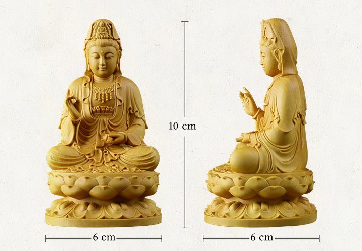 Tượng Phật Quan Âm ngồi đài sen bằng gỗ Hoàng Dương -MSPC010