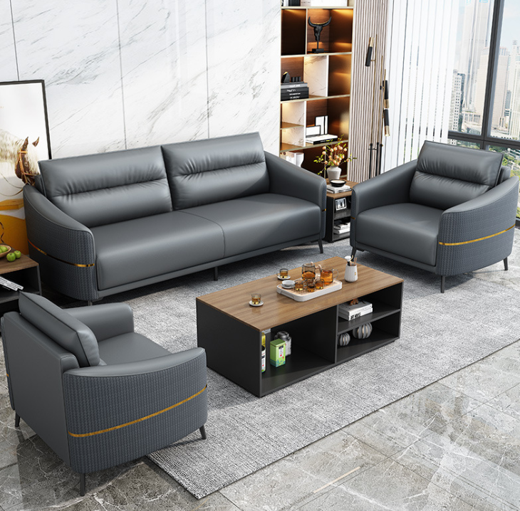 Bộ sofa da văn phòng cao cấp Juno Sofa kèm ghế đơn HVPCT-21