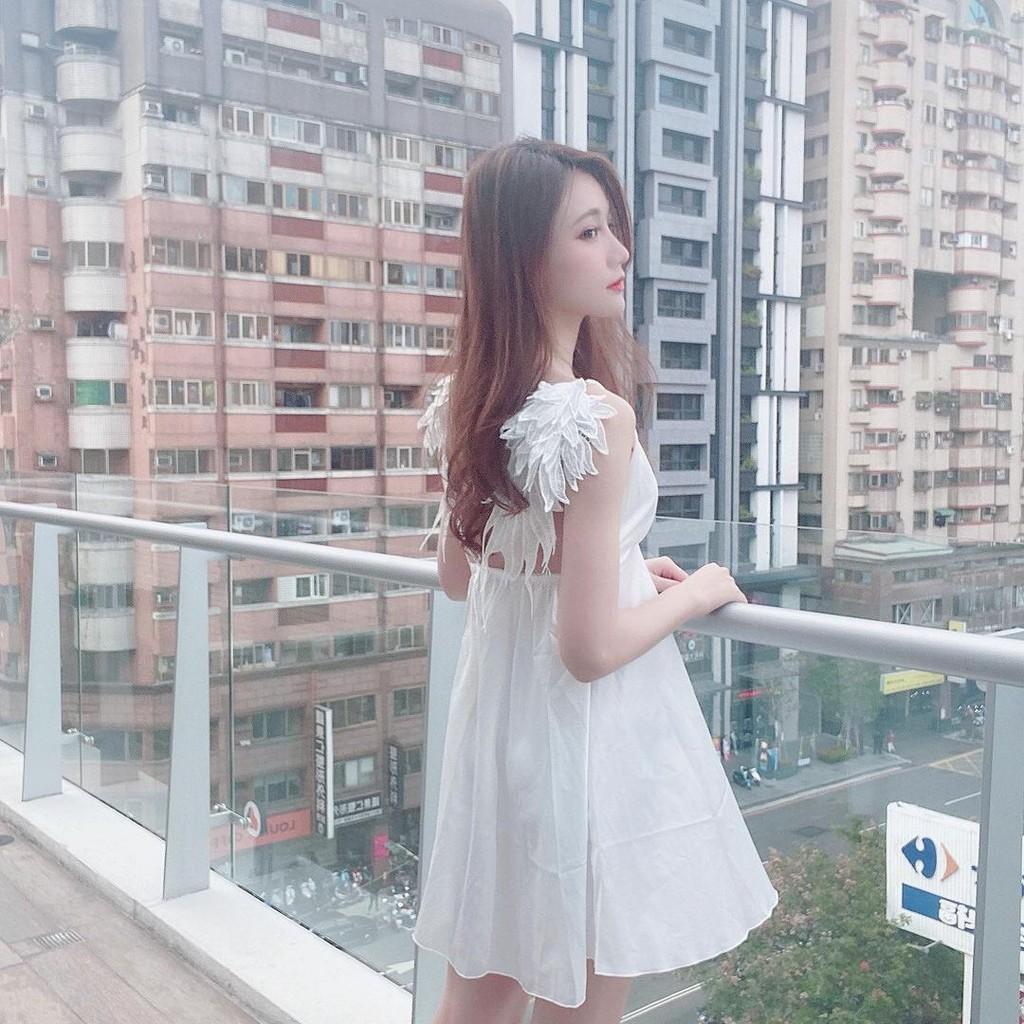 Váy ngủ sexy hai dây đầm ngủ đôi cánh thiên thần màu trắng gợi cảm siêu hot