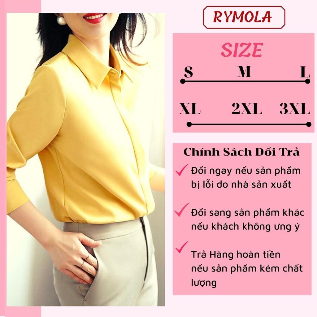 Áo Sơ Mi Nữ Công Sở Màu Vàng Cổ Đức MOLA Kiểu Hàn Quốc Vintage Ulzzang Form Rộng Dài Tay Đẹp Chất Lụa Cao Cấp A2V