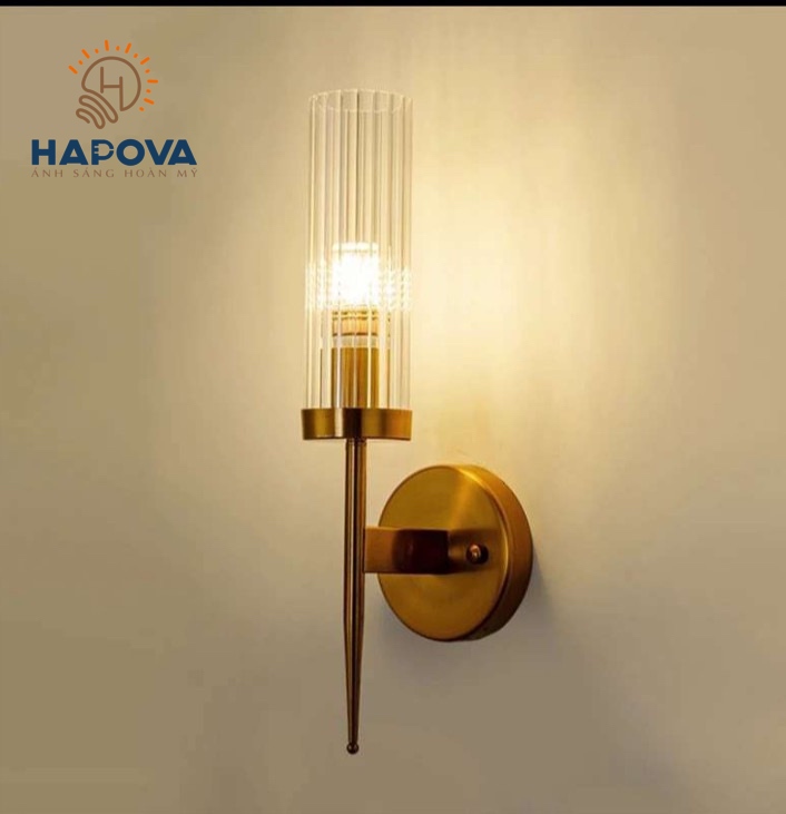 Đèn ngủ treo tường, đèn tường trang trí pha lê đơn HAPOVA DUVIS 1267/1 + Tặng kèm bóng LED AS vàng