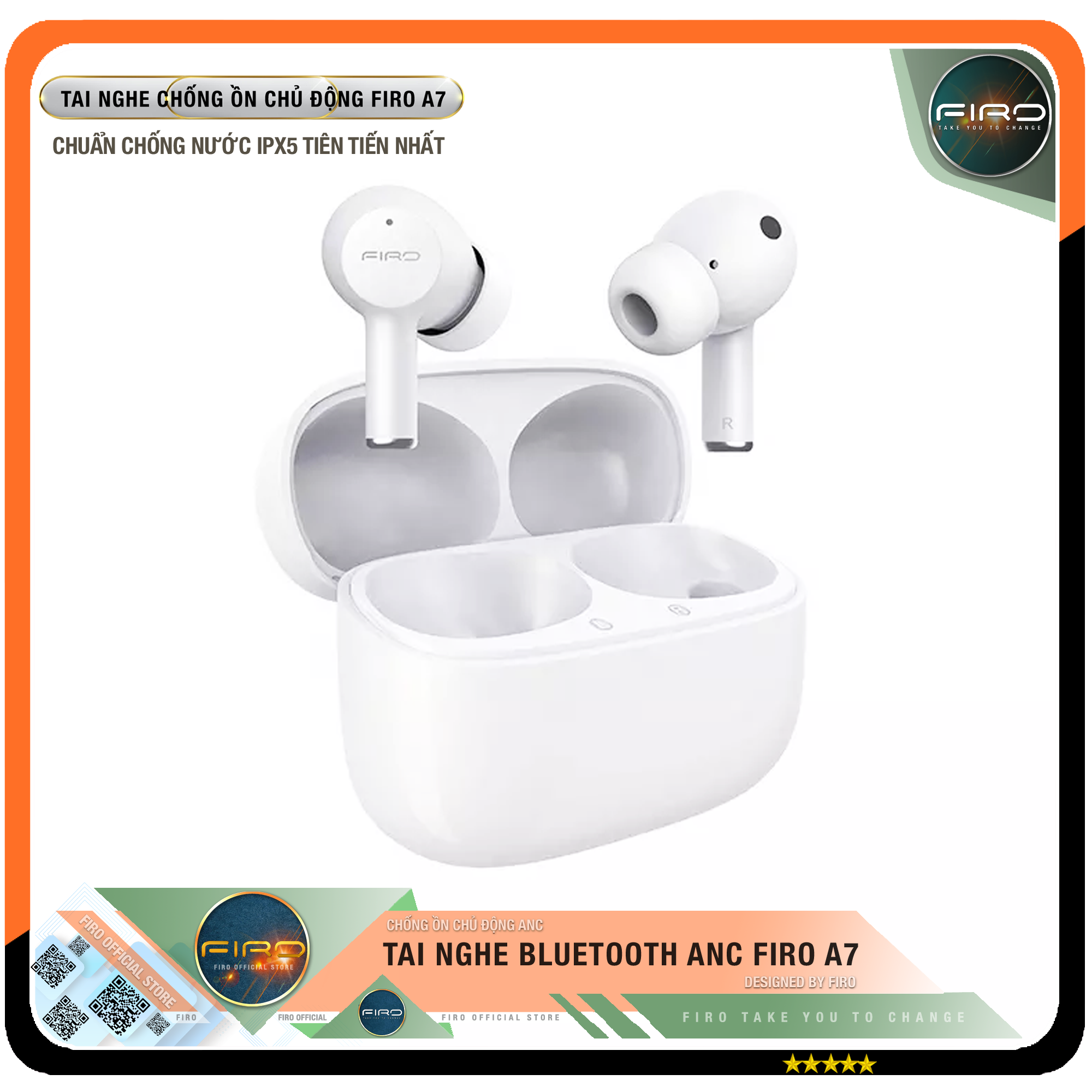 Tai Nghe Bluetooth FIRO Fi5 Pro2 - Tai Nghe Không Dây FIRO Công Nghệ Bluetooth V5.3 - Kháng Nước IPX5 - Điều Khiển Cảm Ứng Thông Minh - Âm Bass Cực Hay - Chống Ồn Cực Tốt - Tai Nghe FIRO Fi5 Pro2 Tương Thích Với Tất Cả Dòng Máy - Hàng Chính Hãng