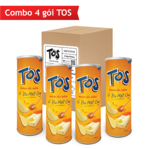 Combo 4 Lon TOS Khoai Tây Giòn Vị Bơ Mật Ong - 100g/lon