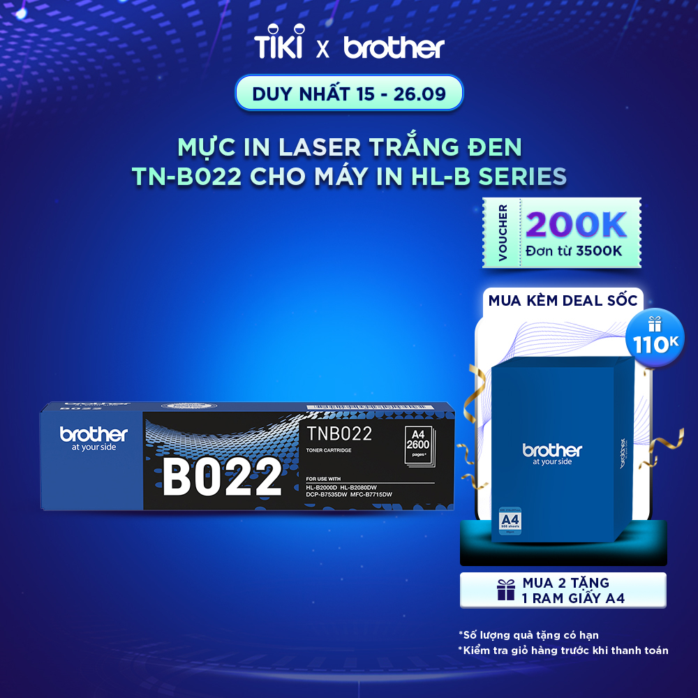 Mực in laser trắng đen Brother TN-B022 cho máy in HL-B series - Hàng chính hãng