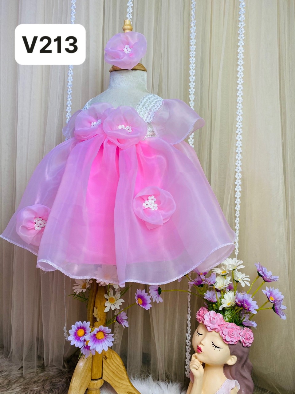 Váy xoè công chúa màu Hồng 4H điệu đà cho bé gái