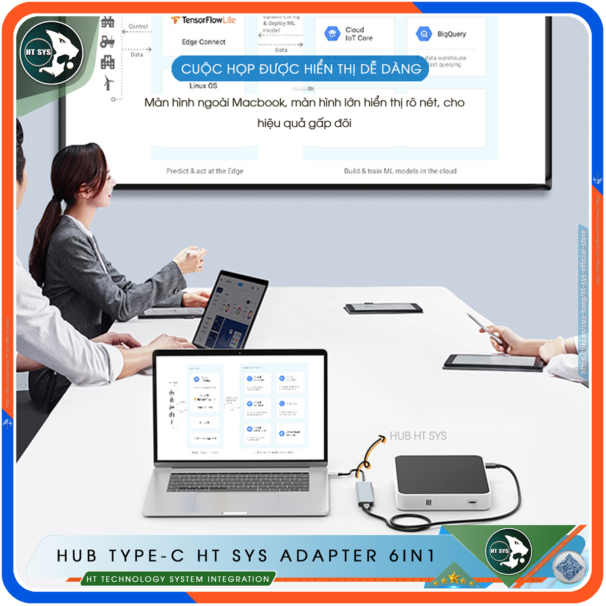 Hub Type C To HDMI HT SYS 6in1 Chuẩn HDTV - Hub Chuyển Đổi USB Type-C 6 Cổng - HDMI 4K, USB 3.0, Sạc Nhanh Type C PD, Khe Đọc Thẻ SD/TF - Kết Nối Tốc Độ Cao - Dành Cho MacBook, Tivi, Laptop, PC, Máy Tính Bảng, Smartphone – Hàng Chính Hãng